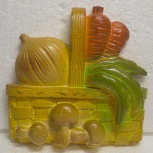 Vintage Miller Chalkware Vegetable Basket 1978 Some Damage